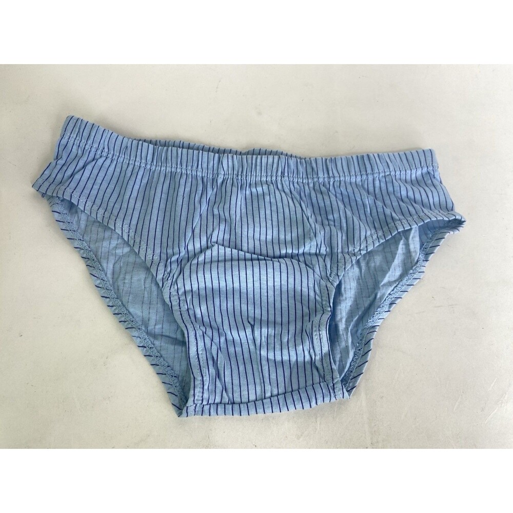VTG Skintex Low Rise Brief Cotton Underwear Striped Light Blue Mens Size Small